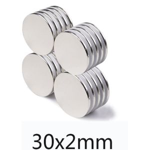 3/5/10Pcs 30X2 Mm Zoeken Grote Diameter Magneet 30Mm * 2 Mm Bulk ronde Magnetische 30*2Mm Neodymium Disc Magneten Circulaire 30x2mm