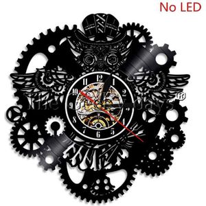 Vinyl Record Wandklok Modern 3D Decoratieve Steampunk Klok Met 7 Verschillende Kleur Led Change Gear Muur Horloge Home decor