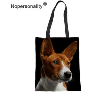 Nopersonality Vrouwen Handtassen Canvas Basenji Hond Afdrukken Casual Mode Tassen Voor Dames Vrouwelijke Hoge Capaciteit Schoudertassen