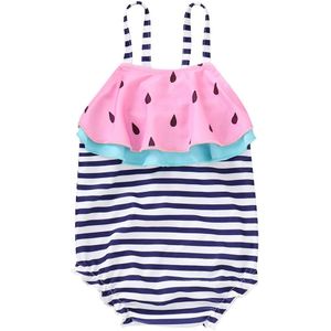 Zomer Zoete Peuter Kid Baby Meisje Streep Watermeloen Gedrukt Een Stuk Badpakken Badpak Bikini Badmode Badpak Beachwear