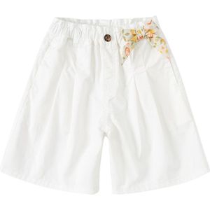 DK2221464 Dave Bella Zomer 5Y-13Y Kids Meisjes Mode Boog Solid Pockets Broek Kinderen Boutique Toevallige Kalf-Lengte Broek