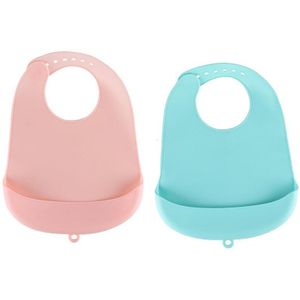 2 stuks Siliconen Bib voor Baby Peuter Verstelbare Waterdicht Kinderen Slabbetjes Zachte Voeden Schort Houdt Vlekken Off Babador De Bebe