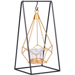 Bruiloft Centerpieces Kandelaar Geometrische Goud Glas Ijzer Kaars Houder Voor Cup Kaarsen Woondecoratie Kandelaar Nordic Stijl