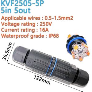 IP68 Waterdichte Kabel Connector KVSF-15 2 In 2 Out 2Pin 3Pin 4Pin 5Pin Elektrische Terminal Adapter Wire Connector Led Licht