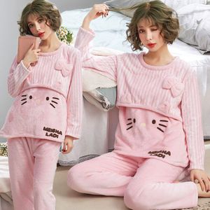 280G Warm Flanel Moederschap Verpleging Nachtkleding Suits Herfst Winter Voeden Pyjama Kleding Voor Zwangere Vrouwen Zwangerschap Nachtkleding