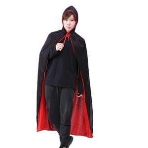 Halloween Kostuums Voor Jongens En Meisjes Mannen Kraag Of Hooded Death Vampier Mantel Cape Gown Rood Zwart 2 Side Wear party Robe