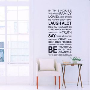 Engels Spreuken Diy Muurstickers Familie Huisregels Sticker Op De Muur Kamers Home Decor Art Decals Behang Decoratie