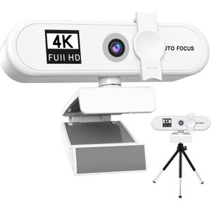 Usb Webcam 1080P /2K/4K Autofocus Hdcamera Ingebouwde Microfoon Met Stand Wit voor Computer Notebook