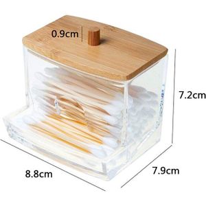Make Wattenschijfje Organisator Opbergdoos Voor Wattenstaafjes Staaf Cosmetica Sieraden Badkamer Qtip Container Met Bamboe Deksel