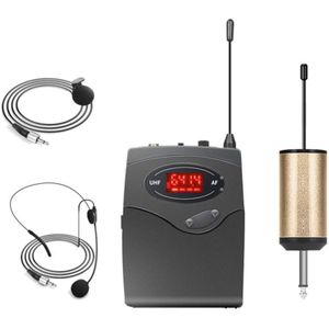 Draadloze Microfoon Systeem, Draadloze Microfoon Set Met Headset & Lavalier Revers Microfoons Beltpack Zender Ontvanger