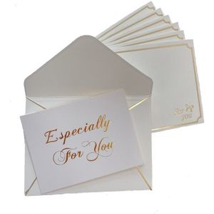 100Packs Wit Bronzing Strijken Envelop Met Card Mini Kaarten Party Bruiloft Gelukkige Verjaardag Uitnodiging 8*6Cm