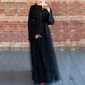 Zwart Open Abaya Kimono Vest Hijab Moslim Jurk Vrouwen Turkije Kaftan Dubai Caftan Marocain Islam Kleding Ramadan Abaya Gewaad