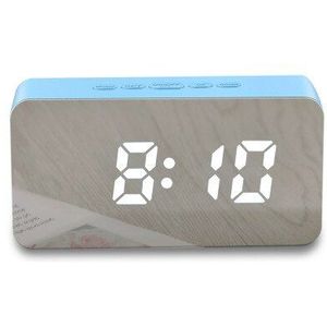 Telefoon Opladen Spiegel Muur Gemonteerde Wekker Snooze Sound Control Temperatuur En Vochtigheid Led Kleur Veranderende Klok