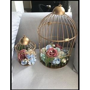 1 pcs gold Continental Iron Birdcage decoratieve window kleine kooi bruiloft ornamenten klassieke kooien vogel bed decoratieve bloem