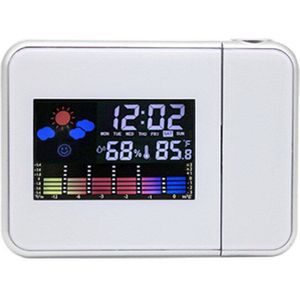 Usb Charger Snooze Led Projectie Digitale Klok Projectie Wekker Met Weerstation Thermometer Datum Display