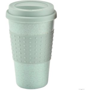 Herbruikbare Bamboe Fibre koffie Cups Roze Blauw Dot Eco Vriendelijke 3 Kleuren 300ml Draagbare Koffie Thee Mokken Reizen mok Met Deksel