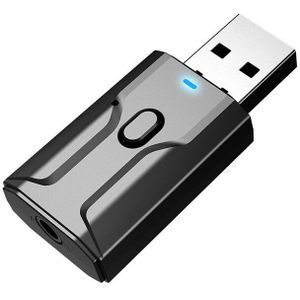 Bluetooth 5.0 Ontvanger Zender Twee In Een Microfoon Usb Bluetooth Wireless Audio Adapter Een-Key Mode Switching Blauw Licht