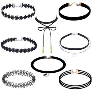 PINKSEE Zwarte Klassieke Fluwelen Choker Ketting Beste Vrienden Stretch Gothic Tattoo Nek Sieraden Accessoire