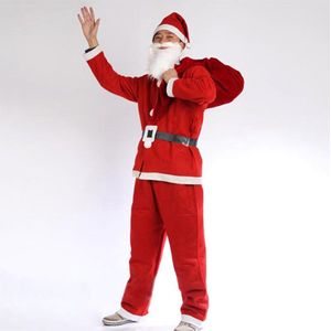 /Detailhandel Rood Mannen Kerstman Kostuums Kerst Kleding Mannelijke Holloween Cosplay Xmas Pak Met Top Riem Baard Hoed broek