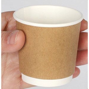 100 Stuks 100Ml Kleine Wegwerp Koffie Cup 4Oz Wijn Melk Thee Yoghurt Vruchtensap Drinken Mini Smaak Cup dessert Papier Cups Met Deksel