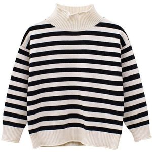 2022 Kinderen Winter Kleding Gestreepte Trui Voor Meisjes Thermische Top Kids Lange Mouwen Coltrui Gebreide Jumper