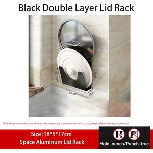 Pot Rack Muur Gemonteerde Niet-Geperforeerde Ruimte Aluminium Keuken Accessoires Levert Opslag Zwarte Muur Snijplank Afvoer Plank