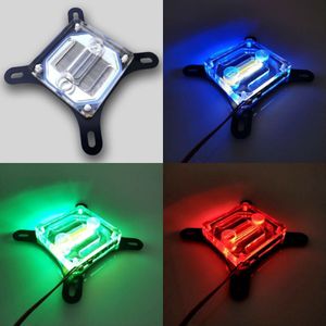 Intel CPU waterkoeling blok, waterblok 0.4MM microcutting micro waterweg koperen nickeled 115x, , rgb licht, emote controle