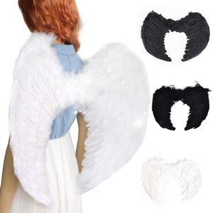 Volwassenen Kinderen Zwart/Wit Feather Fairy Angel Wings Hen Night Fancy Dress Up Kostuum Halloween Feestelijke Feestartikelen