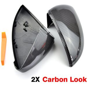 2 Stuks Voor Vw Golf MK7 7.5 Gti 7 7R Spiegel Covers Caps Achteruitkijkspiegel Case Cover Carbon Look Heldere zwarte Matte Chrome Cover