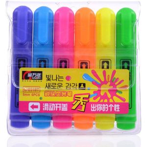 6 Kleuren/Veel Economiical Candy-Kleur Beitel Tip aromatische Markeerstift Marker voor School Briefpapier Supply & Office Supply