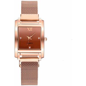 Vrouwen Vierkante Case Vorm Roma Dimond Dial Horloge Luxe Dames Magneet Gesp Band Quartz Horloges Voor Klok