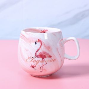 Creatieve Marmer Flamingo Koffie Mokken 350Ml Keramische Mok Cup Met Handgreep Melk Thee Cup Jaar Kerstcadeau