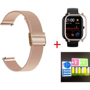 Ne 5in1 Smartwatch Accessoires Voor Huami Amazfit Bip Band Roestvrij Stalen Armband Magnetische Voor Amazfit Gts Case Protector Film