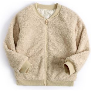 Winter Kinderkleding Meisjes Fleece Top Fall Lamswol Jas Ronde Hals Lange Mouwen Casual Zijzakken Rits Blouse uitloper