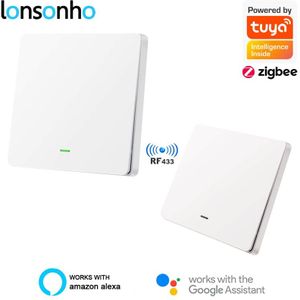 Lonsonho Zigbee + RF433 Smart Switch Met Draadloze Rf Schakelaar 2 Manier Controle Met/Geen Neutrale Eu 220V schakelaars Ondersteunt Zigbee2mqtt