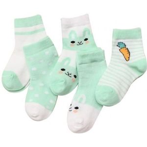 5 Pairs Jongens Meisjes Baby Zomer Cartoon Katoen Mesh Ademende Midden Buis Sokken Cartoon Patroon Leuke En Mooie