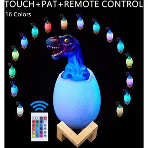 Touch Sensor Nachtlampje LED 3/16 Kleuren Pat Dinosaurus Ei Bedlampje Afstandsbediening Nachtlampje Speelgoed Oplaadbare Tafellamp