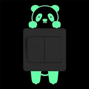 Leuke Panda Light Switch Sticker Glow in The Dark Cartoon Animal Muurtattoo Kids Kamers Kinderen Slaapkamer Jongen Meisje Thuis DIY Decor