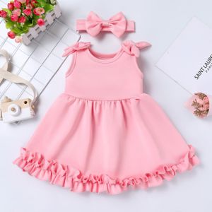 Baby Baby Meisjes Mouwloze Jurk Zomer Baby Meisjes Katoenen Bowknots Casual Dress Baby Meisjes Graceful Mooie Prinses Jurk