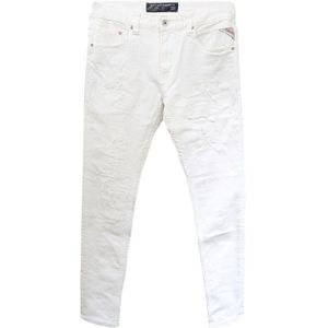 Streetwear Mannen Jeans Witte Kleur Slim Fit Elastische Ripped Jeans Mannen Toevallige Denim Broek Hip Hop Jeans homme