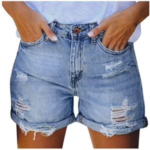 Mode Vrouwen Vintage Gescheurd Gat Shorts Zomer Dames Koreaanse Denim Shorts Kleding Gat Knop Pocket Jeans Shorts Брю�ки # T2G