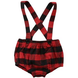 Pasgeboren Kids Baby Meisjes Plaid Romper Bretels Brace Broek Shorts Kleren Rood Maat 0-3 T