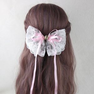 Japanse Lolita Meisje Lange Streamer Haarspeld Prinses Clip Handgemaakte Strik Kant Haar Accessoires Vrouwen Paardestaart Clip