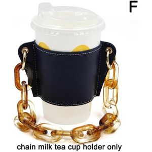 Pu Lederen Bekerhouder Draagbare Glazen Fles Leather Case Milieuvriendelijke Koffie Cup Zak Afneembare Ketting Fles Cover Voor Reizen