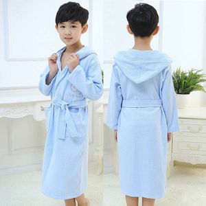 Meisje Zomer Katoenen Badjas Wafel Hooded Kinderen Gewaad Jongens Dressing Gown Kids Roupao Na Spa Bad Zwemmen