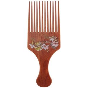 1 Pc Retro Brede Tanden Borstel Pick Kam Vork Haarborstel Insert Haar Pick Kam Gear Kam Voor Krullend Afro Haar styling Tools