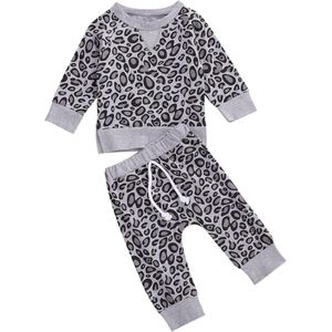 0-24M Baby Meisjes Lente Herfst Kleding Peuter Pasgeboren Baby Lange Mouw Luipaard Sweatshirts + Broek Leggings Trainingspakken outfits