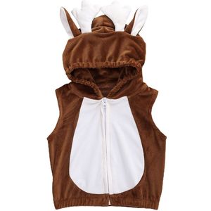 Emmababy Winter Kerst Infant Kids Baby Meisjes Jongens 3D Herten Hooded Vest Pluche Kostuum Gewei Oren Mouwloze Rits