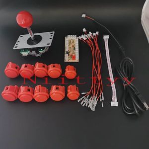Diy Arcade Joystick Kit 5 Pin Joystick Arcade Sanwa Drukknop Nul Vertraging Usb Board Met Draden Voor Pc Joystick plaat