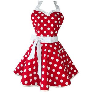 Mooie Sweetheart Red Retro Keuken Schorten Vrouw Meisje Katoen Polka Dot Koken Salon Vintage Schort Jurk Kerst